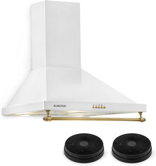 KLARSTEIN max.610 m3/h exaustor, 60cm, 610m3/h, capa de cozinha, 3 níveis, branco, Tamanho: 60cm, Elegante, Filtros incluídos