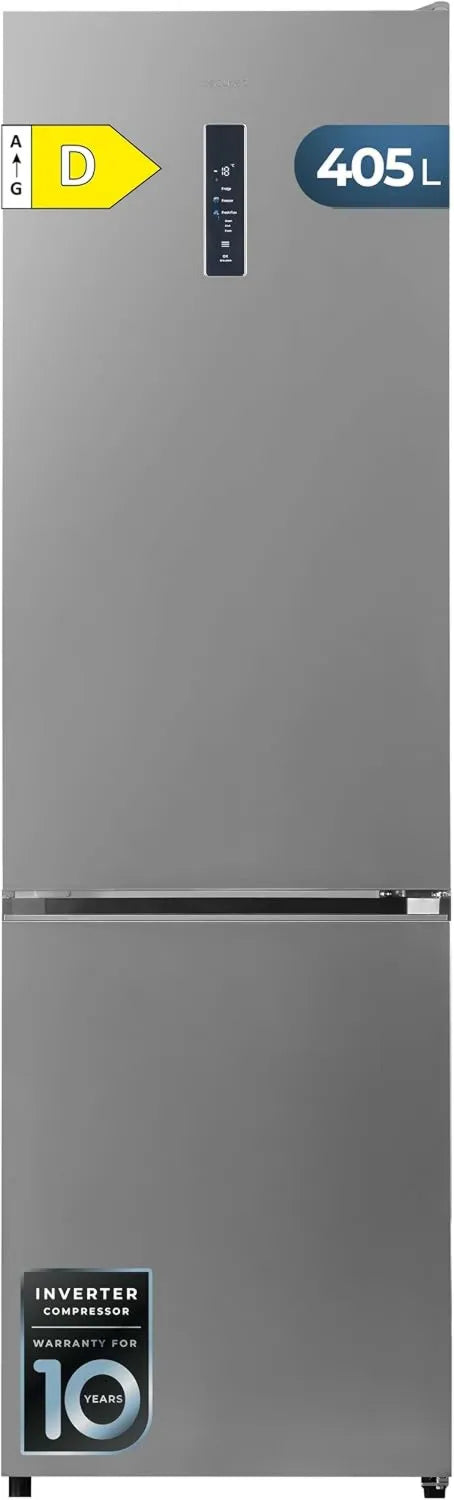 Cecotec Bolero CoolMarket Combi Frigorífico Combinado, 405 L, classe energética D, No Frost, silencioso, Aço inoxidável, Frigorífico com Congelador