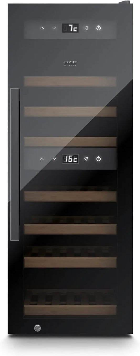 Caso WineExclusive 38 Smart Electric Wine Celar, 38 garrafas, 5-20 °C, 2 zonas de temperatura, Wi-Fi, iluminação LED, branco, duas zonas de