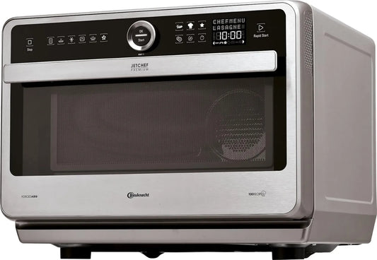 Bauknecht Microondas, 33 L, 1000/1200 W, grelha, descongelamento, congelamento rápido, aço inoxidável, microondas, Air Chaud 1500 Watt, Fusion