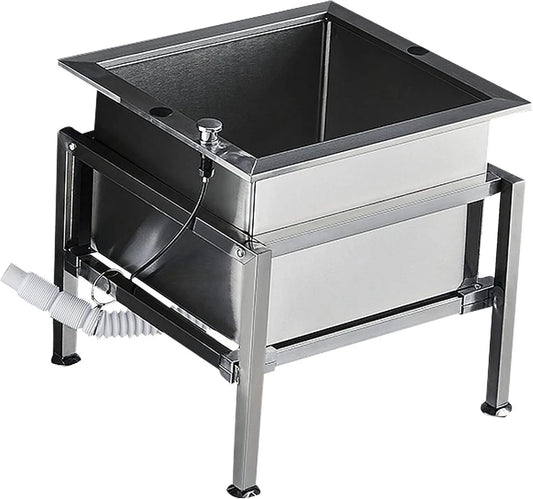 TAxxII Máquina de lavar roupa, 48 cm, exterior, restaurante, comércio, aço inoxidável, lavatório com auto-suportante dentro
