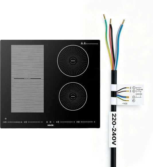 Placa de indução VEVOR, 59 cm, 7200 W, mesa de cozinha de indução, toque, travamento, recesso, camping, 9 níveis de Heather, para Cozinha