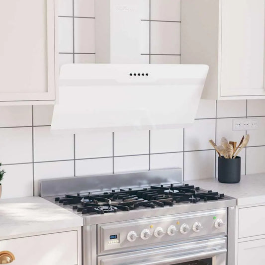 GeenYuu exaustor, 90 cm, 297 m3/h, capa de cozinha, 3 velocidades, instalação de parede, silencioso, branco, lâmpada LED integrada para cozinha, filtro com