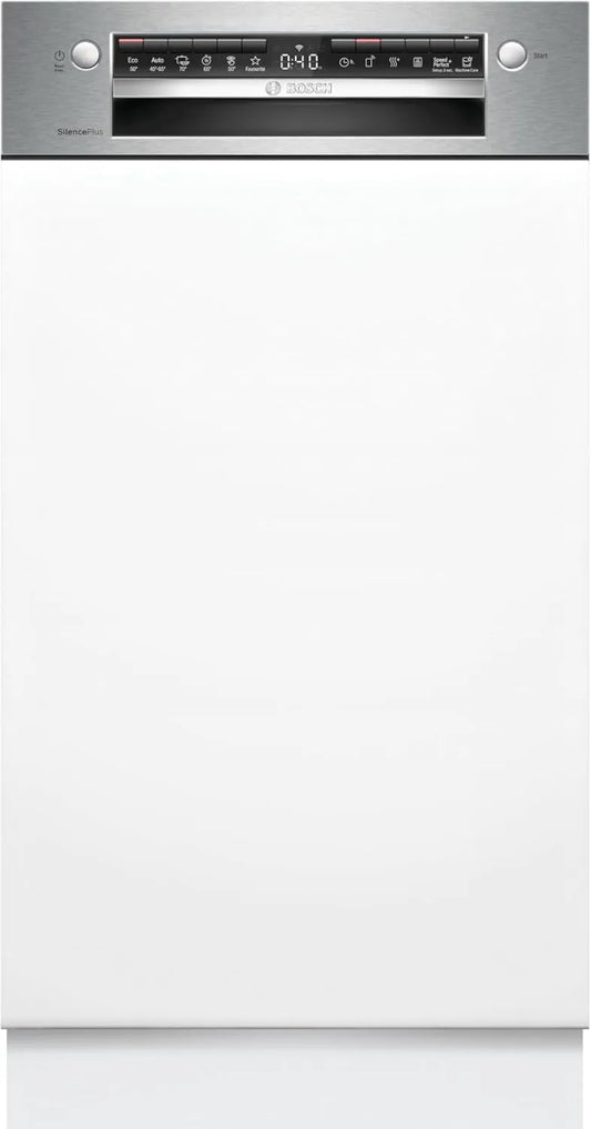 Bosch SPI4HMS13E Máquina de lavar loiça, 45 cm, formato fino, recesso, silencioso, cesta superior ajustável de 3 altura, Silence Plus, Aço escovado