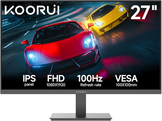 Monitor, 27 polegadas, 1920 × 1080, 100 Hz, KOORUI E2711F, Full HD, placa IPS, HDMI, ecrã de PC, 99% sRGB, HDMI & VGA, VESA 100×100, Sincronização Adaptativa