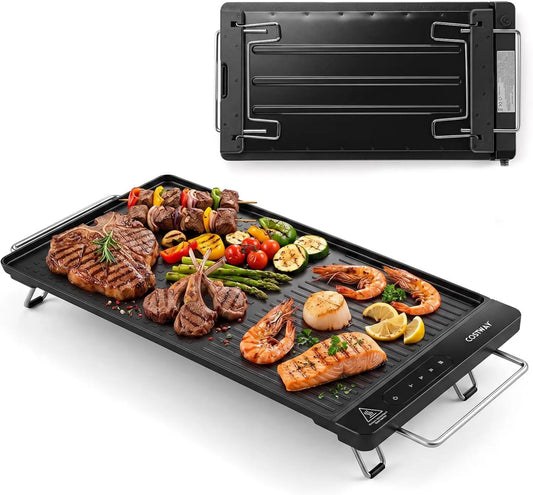 COSTWAY Máquina de lavar loiça, 1300 W, toque, grelha, placa anti-aderente com superfície dupla, proteção sobreaquecimento para viagens, alças, pés dobráveis