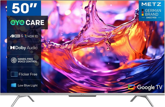 Metz Google UHD/4K 50MUD7000Z Smart TV, 50 polegadas, TV, 4K UHD, HDR, sintonizador triplo DVB-T2, S2, Assistente do Google, Alexa e Siri, novo 2024
