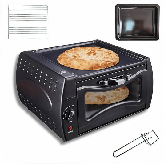 Generic Forno elétrico de pizza, forno elétrico com janela de visualização e acessórios para pizza e pão cozinhado