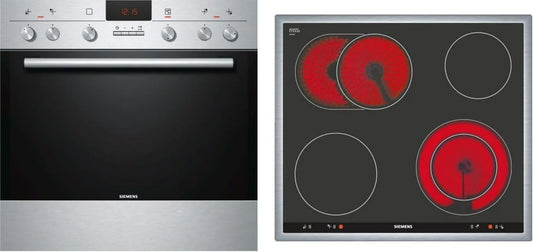 SIEMENS EQ231EK03 Fogão com forno, encastrado, timer, efeito 3D, aço inoxidável, ar quente 3D, placa: cerâmica, cerâmica de vidro cerâmica