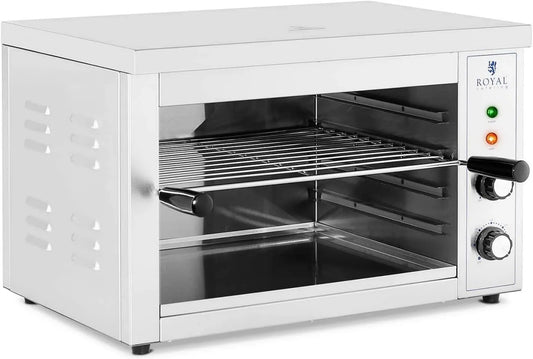 Royal Catering Forno elétrico, 000 W, 50 a 300 °C, Royal RCPES-380, grelha, profissional, catering, aço inoxidável, 30 min, 3.000 W, recipiente de coletor