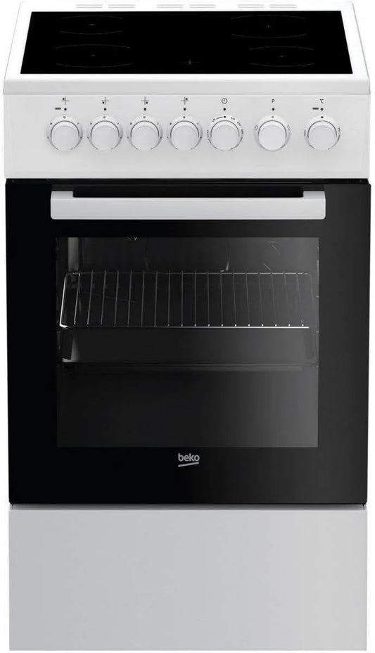 Beko Utensílios de cozinha com forno FSS57100GW, 60 L, 4 lareiras, branco, Utensílios de cozinha Vitrocerâmica 60 L 4 zonas brancas - FSS57100GW