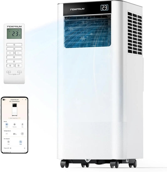 Temprium 3-em-1, 48 dB, portátil, temporizador, aplicação, silencioso, Ideal para divisões de até 20 m2, comando à distância, ar condicionado móvel 7000 BTU