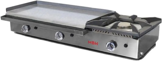 MBH - MAQUINARIA BAR HOSTELERÍA Produto Plancha de gás industrial 800 x 400 mm com lareira para hotel. Fry Top aço laminado para bar de cozinha profissional e restaurante