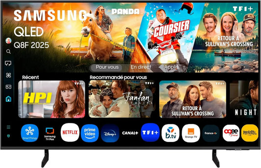 Samsung 43Q8F Smart TV, 43 polegadas, TV, 4K UHD, QLED, HDR, Wi-Fi, aplicação, tecnologia Quantum Dot, Processador Q4 AI, WiFi, Pontos Quânticos