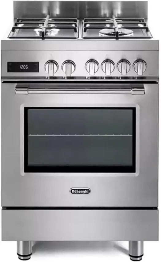 De'Longhi Gas fooker com forno elétrico, 60 cm, classe energética E, pizza, profissional, Easy Steam, 1 coroa dupla, Master Pizza