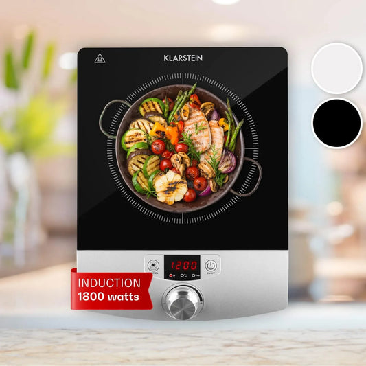 KLARSTEIN Induction Plate, 1800 W, Induction Cooking Table, Touch, 1 Fire, Klarstein Induction Plate 1800W, Ceramic, Electric Heat